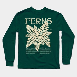 FERN Plant Shirt with Description and Cute Bugs Botany Shirt for Garden Lover Educational Gift Long Sleeve T-Shirt